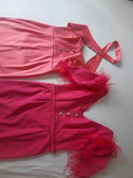 Set rochii rochie nașa cu pene si strasuri