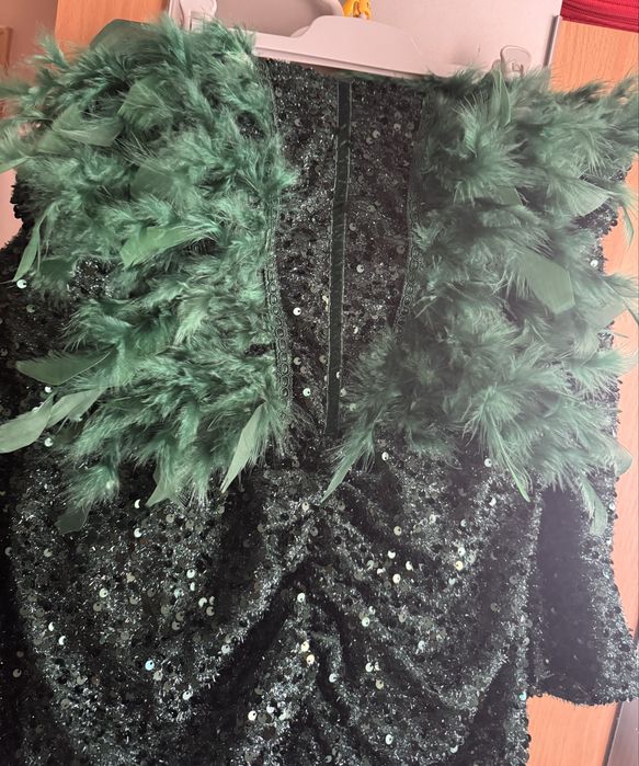 Rochita lungǎ cu paiete si pene verde marimea 44 L - XL