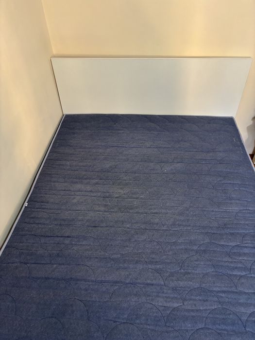 Pat de pal 140x200 alb cu somiera si saltea inclusa