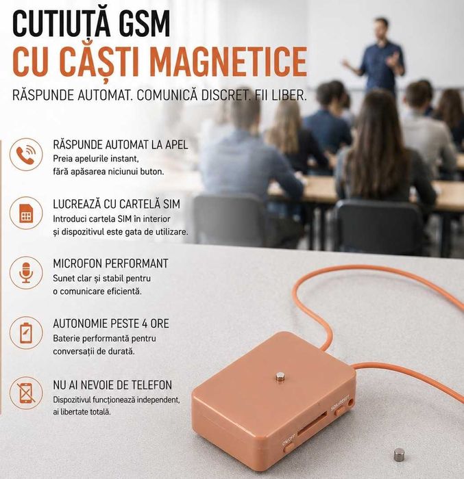 Casti de copiat Examene: Sistem de copiat Fara Telefon - Casca de Copiat discreta Nedetectabila