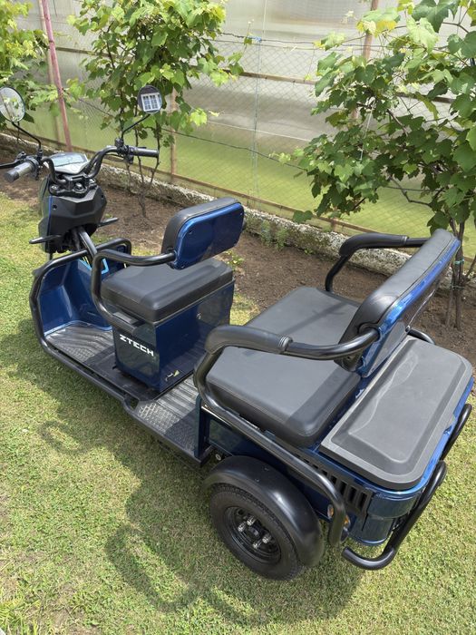 Triciclu Electric Z-TECH ZT-31 cu 2 locuri.DOAR 5 Kilometri Utilizat motor 1500 W 60 V 20 Ah Albastru