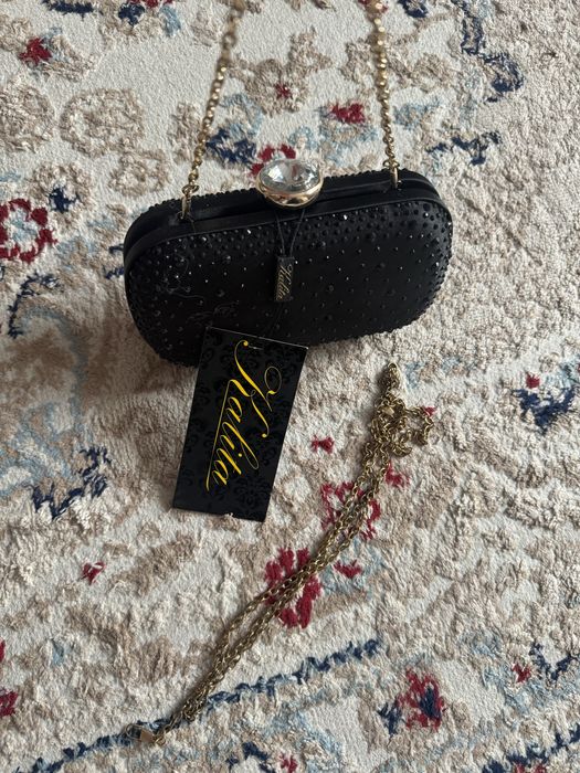 Черный Клатч со стразами