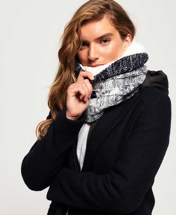 Manusi si Fular Superdry Clarrie Cable NOI (Mittens and Snood)