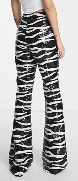 Pantaloni de dama, zebra print, cu paiete
