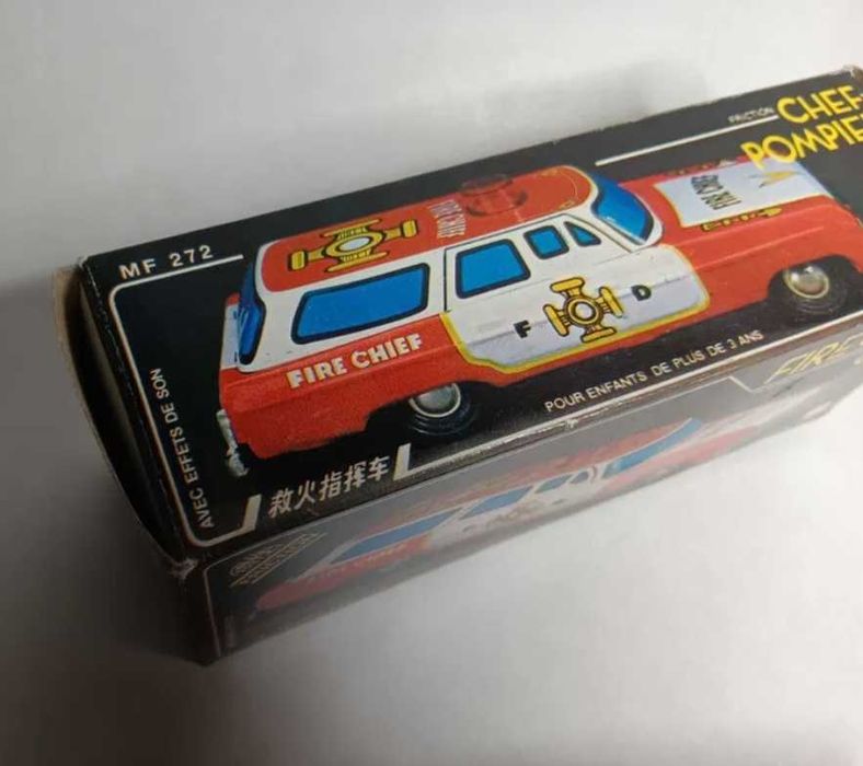 Jucarie veche tabla Chinezeasca MF 272,de colectie, Fire Chief Car