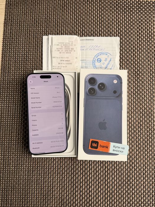 100% iPhone 17 Pro / DEEP BLUE *256Gb*ЛИЗИНГ TBI APPLE Айфон 17 про