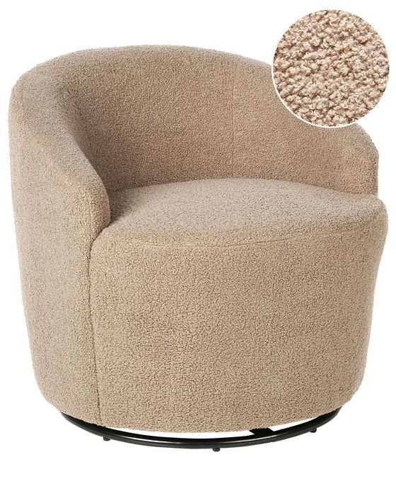 PROMO Fotoliu rotativ DAVIK, boucle, taupe