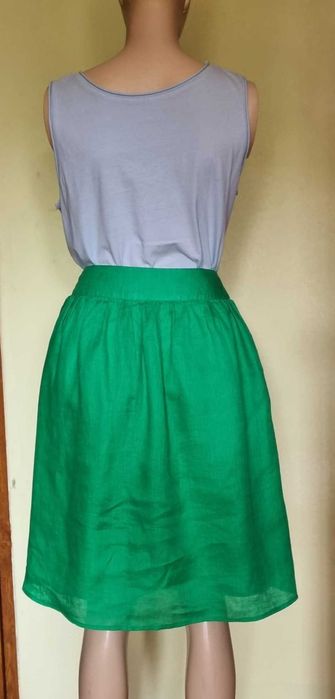 Fusta midi verde, J. Crew, in premium 100%, marimea 40, cu buzunare