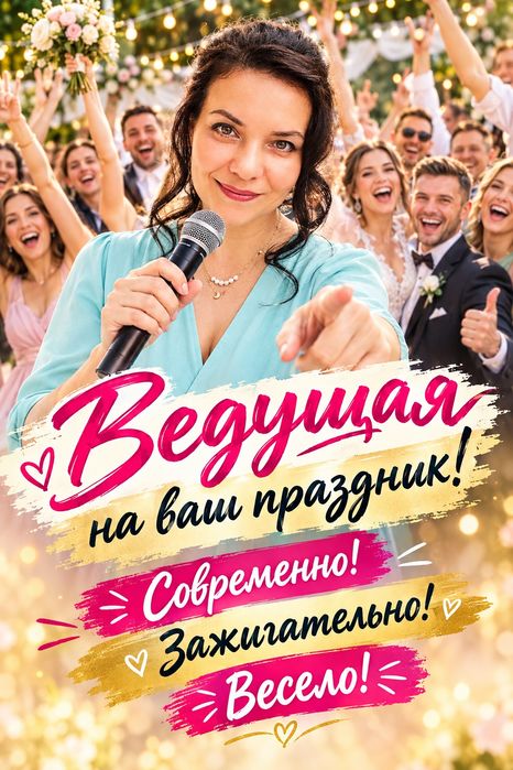 Ведущая, тамада. Свадьба. Юбилей. Корпоратив. Новый год. Дед мороз.