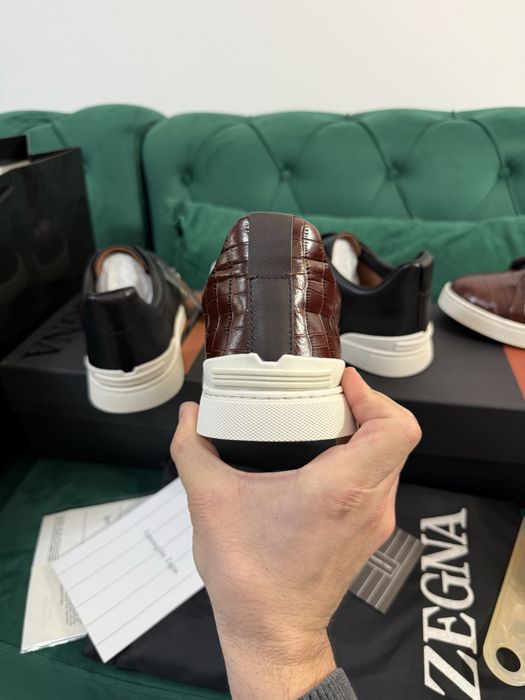 Adidasi eleganti Zegna piele naturala 100% Full Box colectie noua