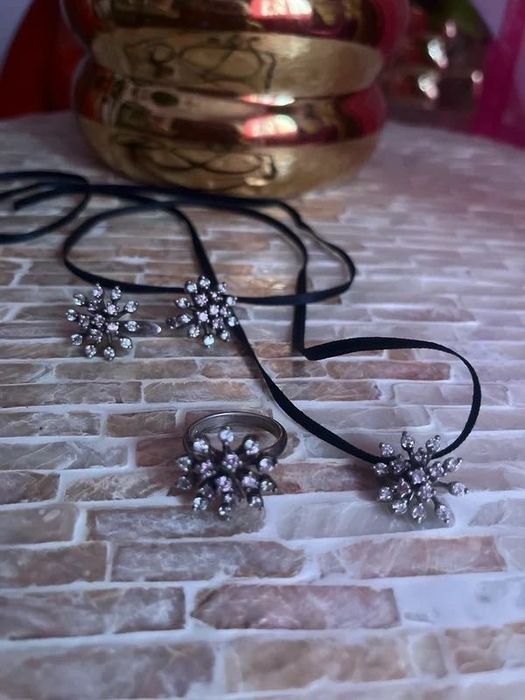 Set nou de bijuterii din argint 925 rodiat si zirconii