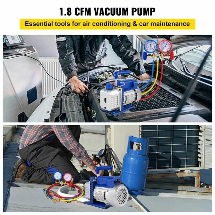 Pompa Vid cu Manometre Vacuum Aer Conditionat cu 2 porturi 60L/min