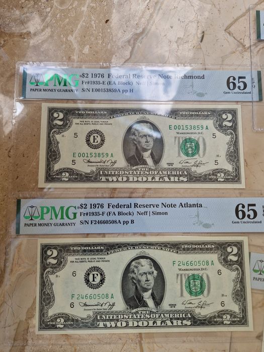 2 долара 1976 грейд PMG 65