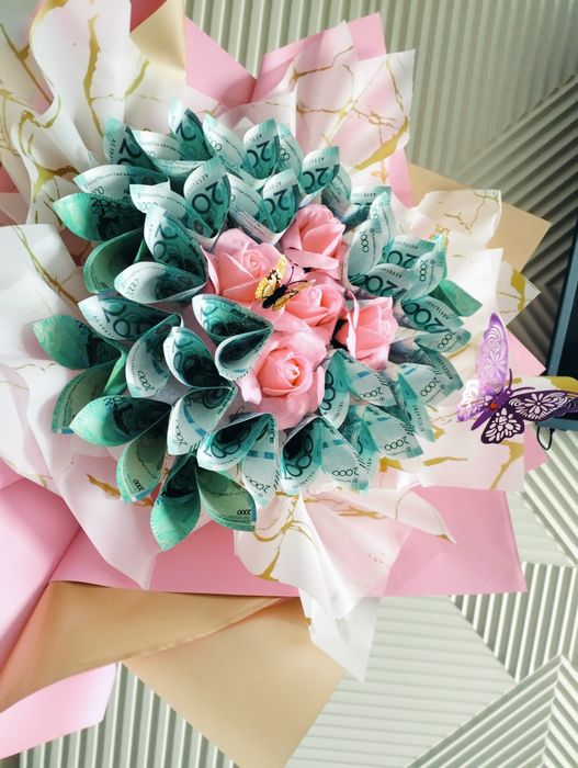 Денежный букет ручная работа