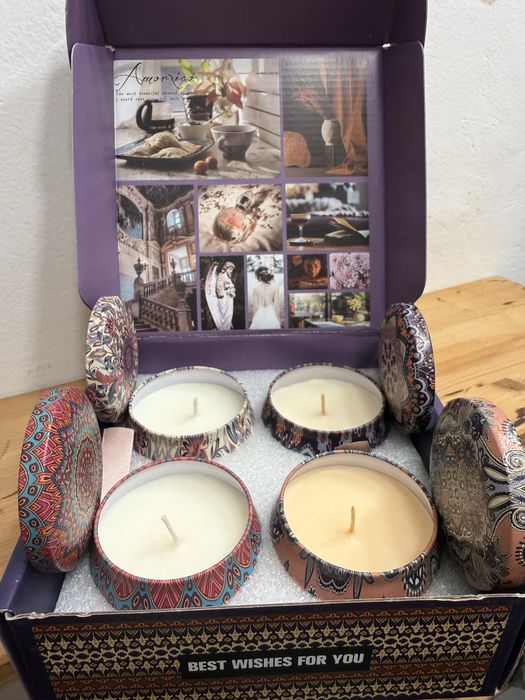 Set 4 lumanari decorative parfumate in cutie cadou Best Wishes  - NOU