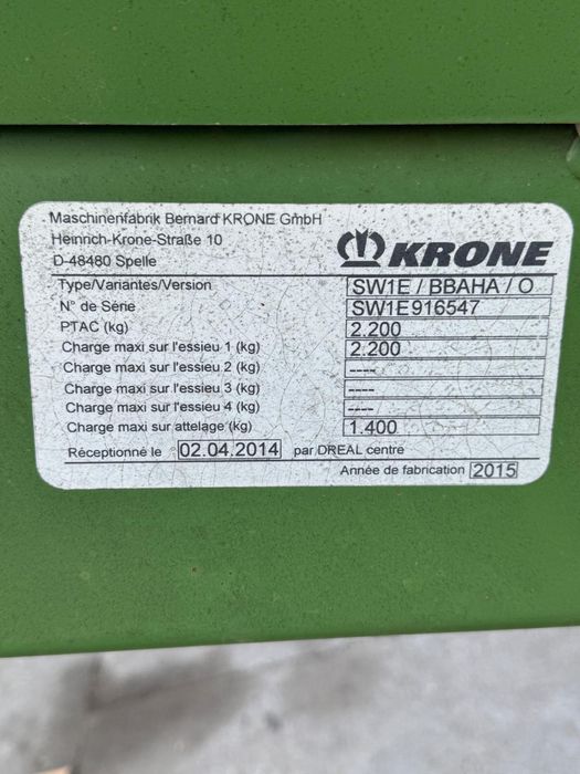 Greblă de adunat KRONE SWADRO TS 620 – an 2015