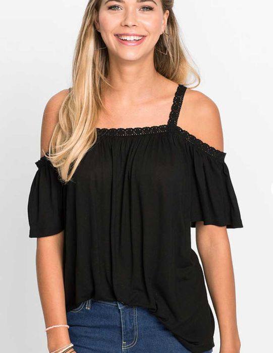 Bluză umeri goi și bretele dantela, nou cu eticheta, S și M, vâscoză