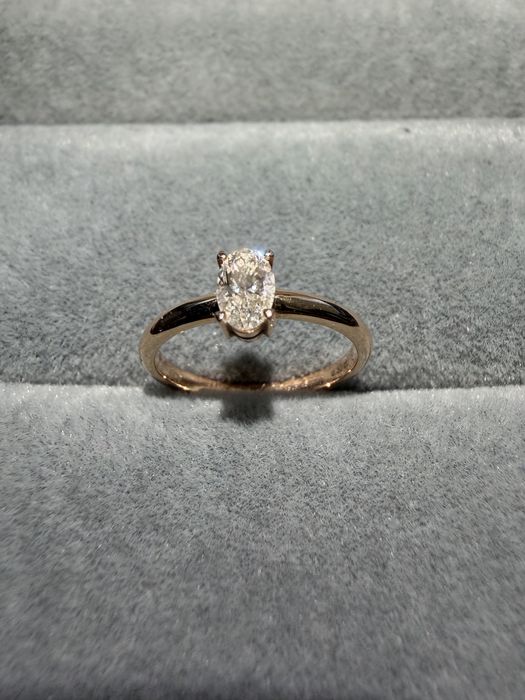 Inel logodna aur roz 18K, diamant natural 0.3ct