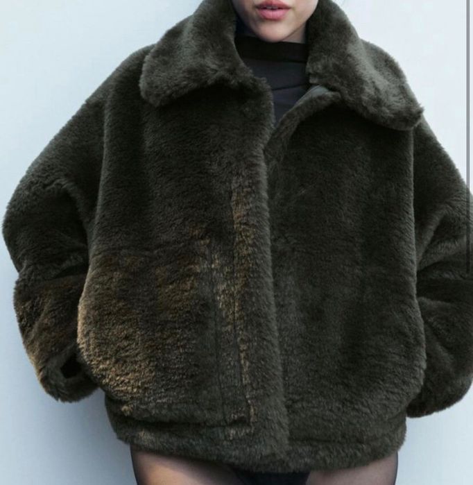 Зелено зимно пухкаво яке от Zara