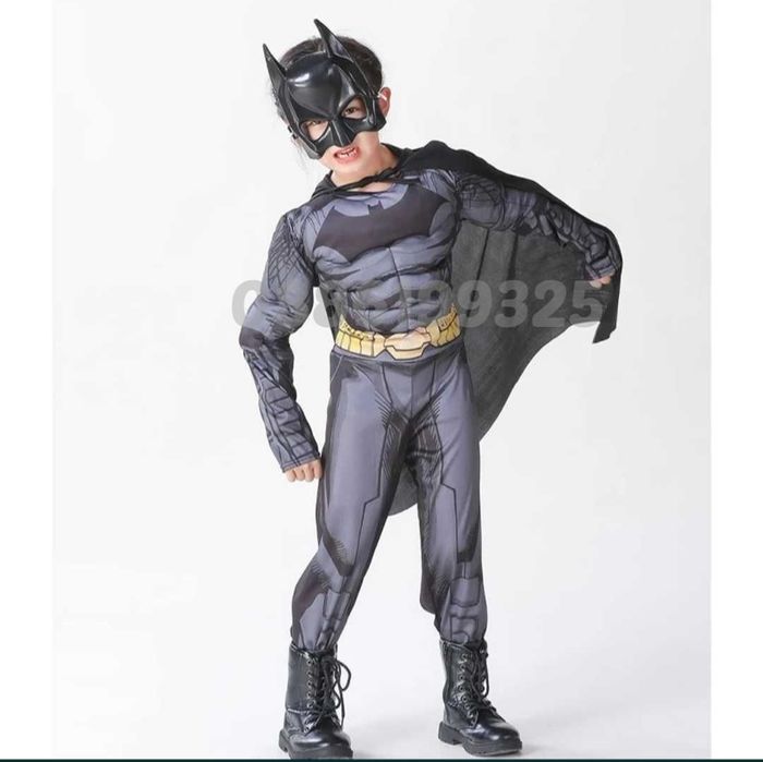 Детски костюм на Батман с мускули и маска + ПОДАРЪК