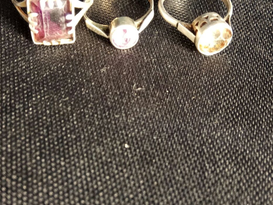 Продравам три винтидж сребърни пръстена с камъни