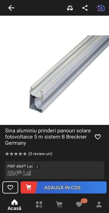 Șină aluminiu prinderi panouri solare fotovoltaice 5M