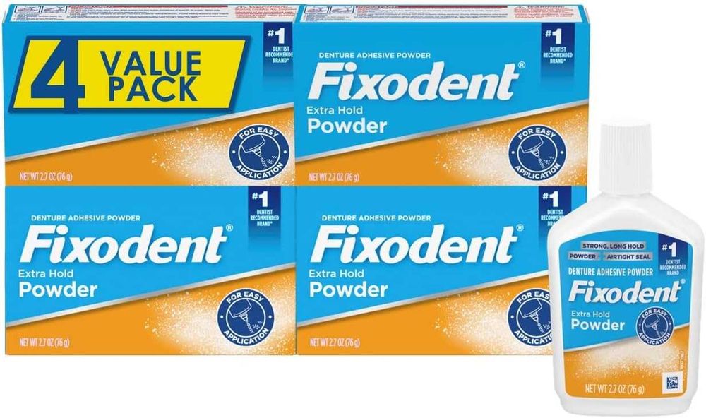 Порошок(клей) для зубных протезов Fixodent Extra Hold 2,7 унции(70гр)