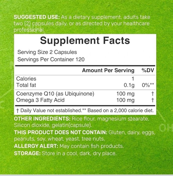 Коэнзим CoQ-10 100 mg omega 3-180 Softgels USA