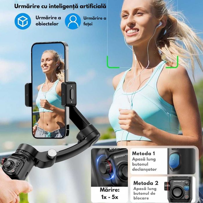 Stabilizator pentru telefon si GoPro, Gimbal stabilizare foto si video