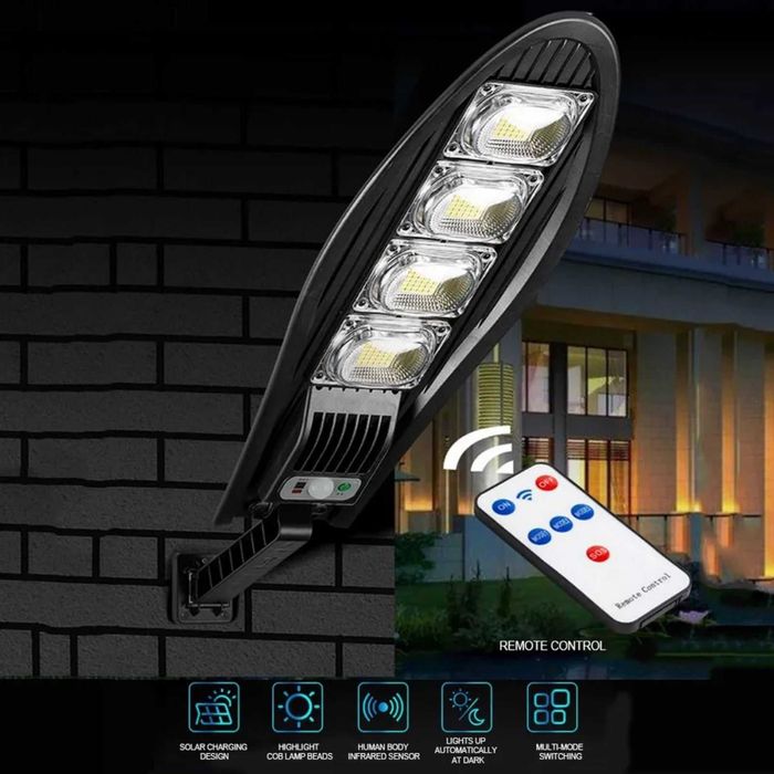 МОЩНА соларна лампа 1200 W с дистанционно и три режима на работа LED