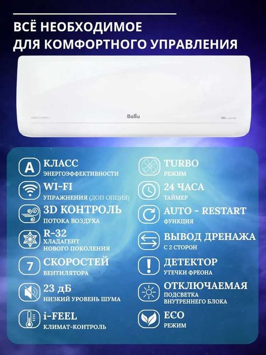 Сплит система инвертор / Кондиционер Ballu 12, гарантия и доставка.