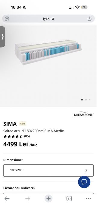 Saltea cu arcuri si spuma 180/200