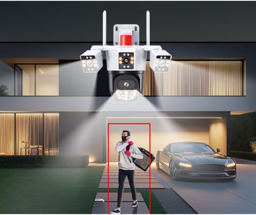 Безжична 4G WiFi камера за наблюдение с триекранен монитор