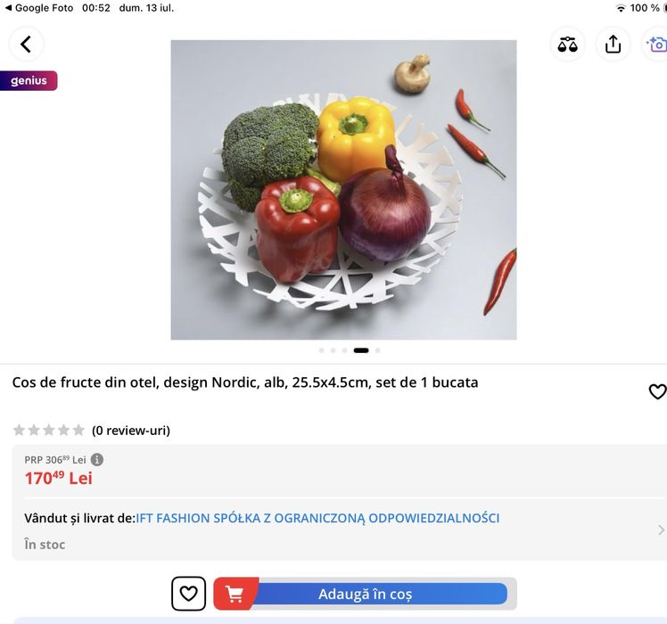 Fructiera metal alba