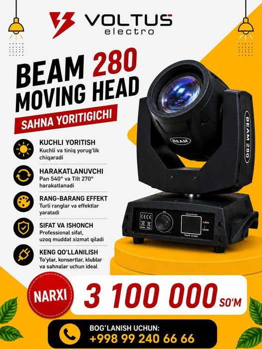 BEAM 280 moving head PROFESSIONAL sahna yoritgichi