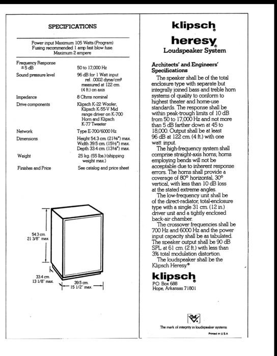 Klipsch Heresy Е