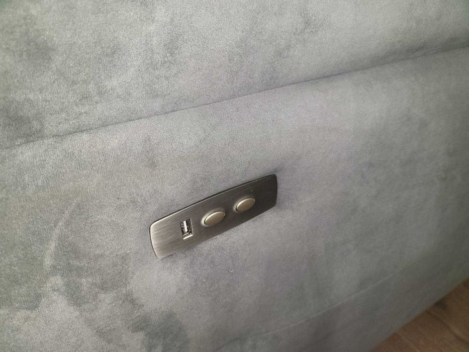 Сив комплект дивани от плат две тройки с ел релакс механизъм