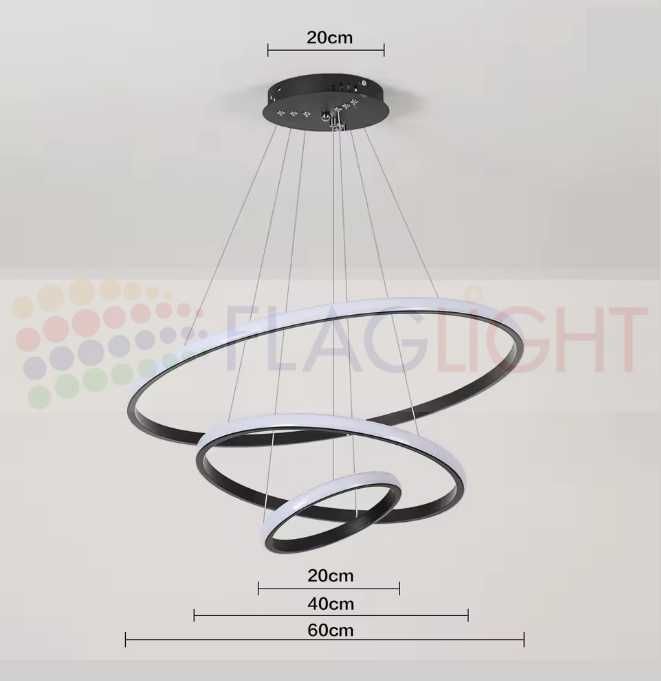 Стилни LED Полилеи GALAXY с 3 ринга, 3 CCT избор на цветна температура