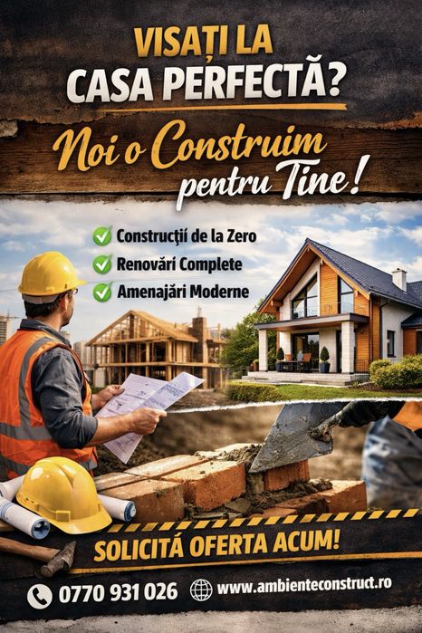 Construim case la rosu si la cheie/ renovari/ instalati sanitare si electrice/ reconsolidari etc