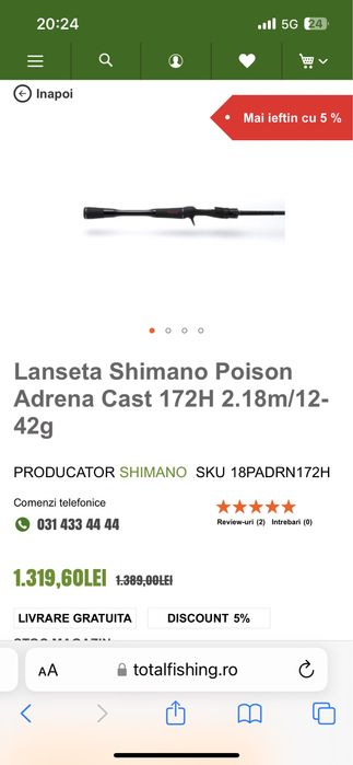 Shimano  ppison adrena 172h 12-42g