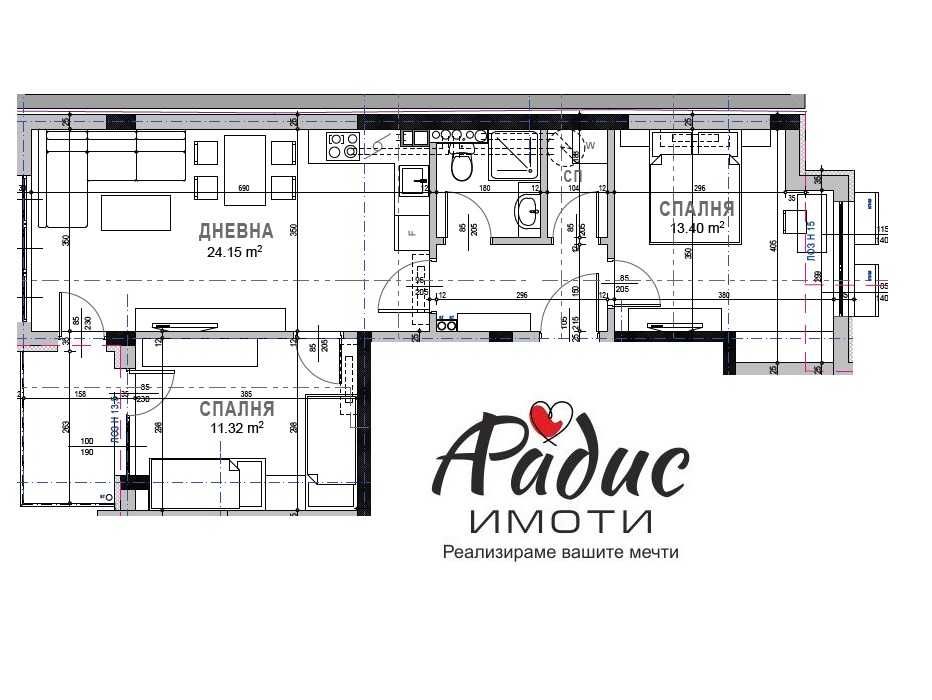 Тристаен ново строителство до Парк Артилерийски