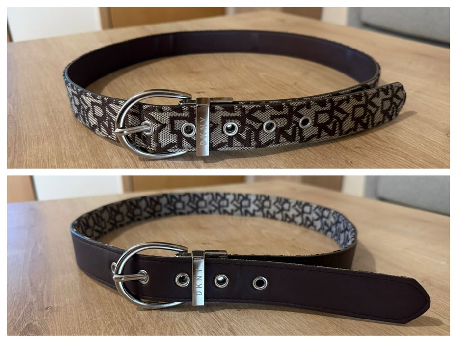 DKNY оригинален двулицев колан в кафяво и бежово