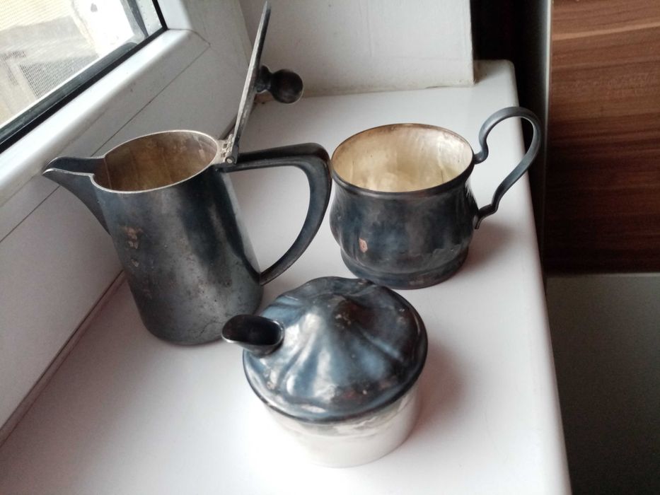 Letiera și zaharnita din alpaca argintata, vechi, perfecte functional