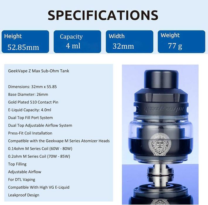 Atomizor GeekVape Z Max argintiu,sigilat