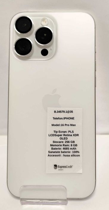 (AG 35)Telefon iPhone 16Pro Max 256Gb  b.34579 -4950Lei Garantie 2ani!