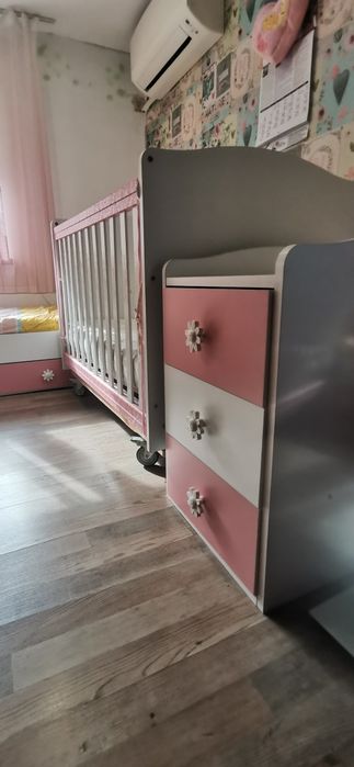 Трансформираща бебешка кошара Бял/Розов