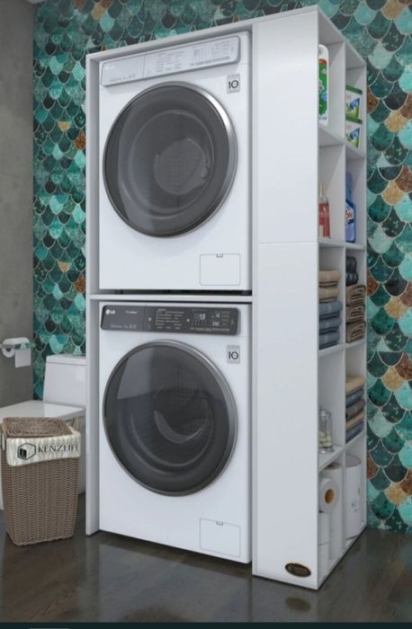 Шкаф за пералня и сушилня с рафтове