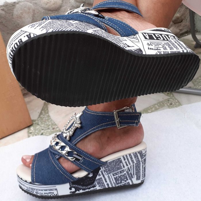 Sandale platforme NOI nr.39 ( 40 ) denim material blugi jeans