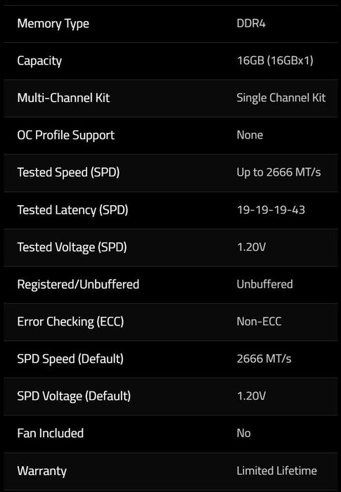 RAM 16GB 1x16gb G.SKILL Aegis 2666Mhz DDR4 за компютър