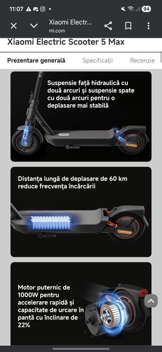 E-scooter Xiaomi 5 MAX , citeste descrierea
